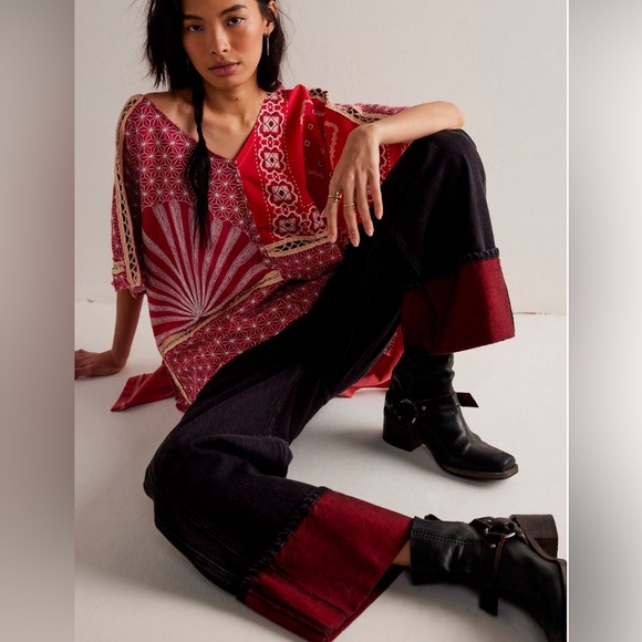 Free People Thunder Road Tee Red Vintage Red - Picture 4 of 8